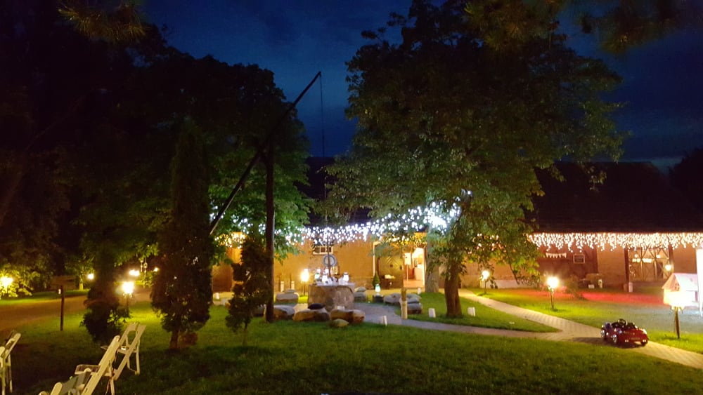 Homestead courtyard at night